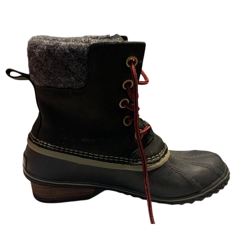 SOREL Gray + Black Slimpack II Waterproof Lace-Up Women's Duck Boots Size 8.5 - Picture 6 of 9